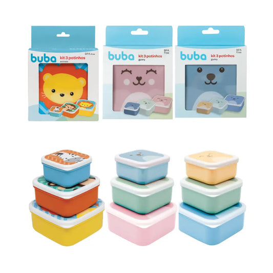 Kit 3 Potinhos Gumy Buba Infantil