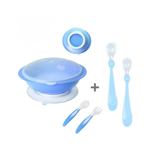 Kit Refeição Para bebê c/ Talheres + 2 Colheres de Silicone