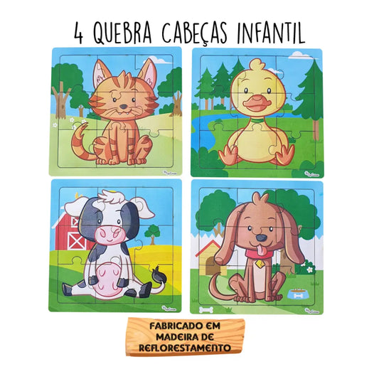 Kit Quebra-Cabeça de Madeira