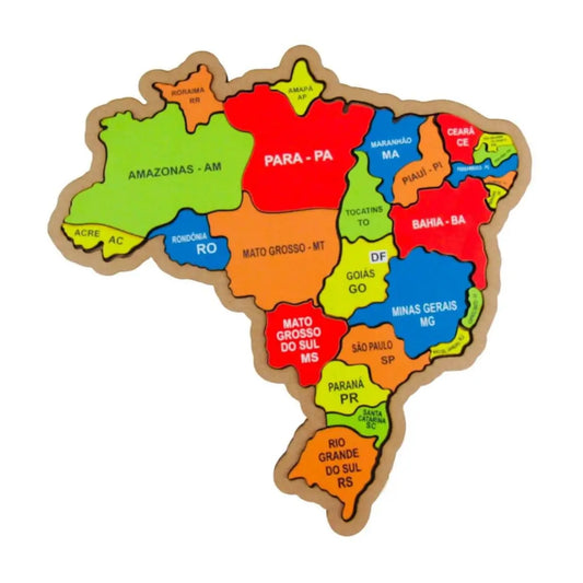 Quebra-Cabeça do Brasil - Em madeira