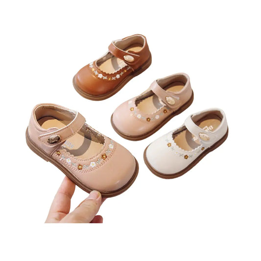 Sapato raso de couro feminino princesa - Mimos©️